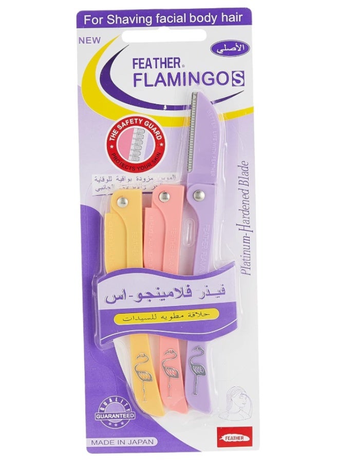 فيذر-فلامنجو شفرات حلاقة الوجه الأصلية من البلاتين الصلب للنساء (عبوة من 3 شفرات) - أداة دقيقة لتشذيب الحواجب والوجه - موصى بها من قبل أطباء الجلدية - حماية للبشرة الحساسة - Image 1